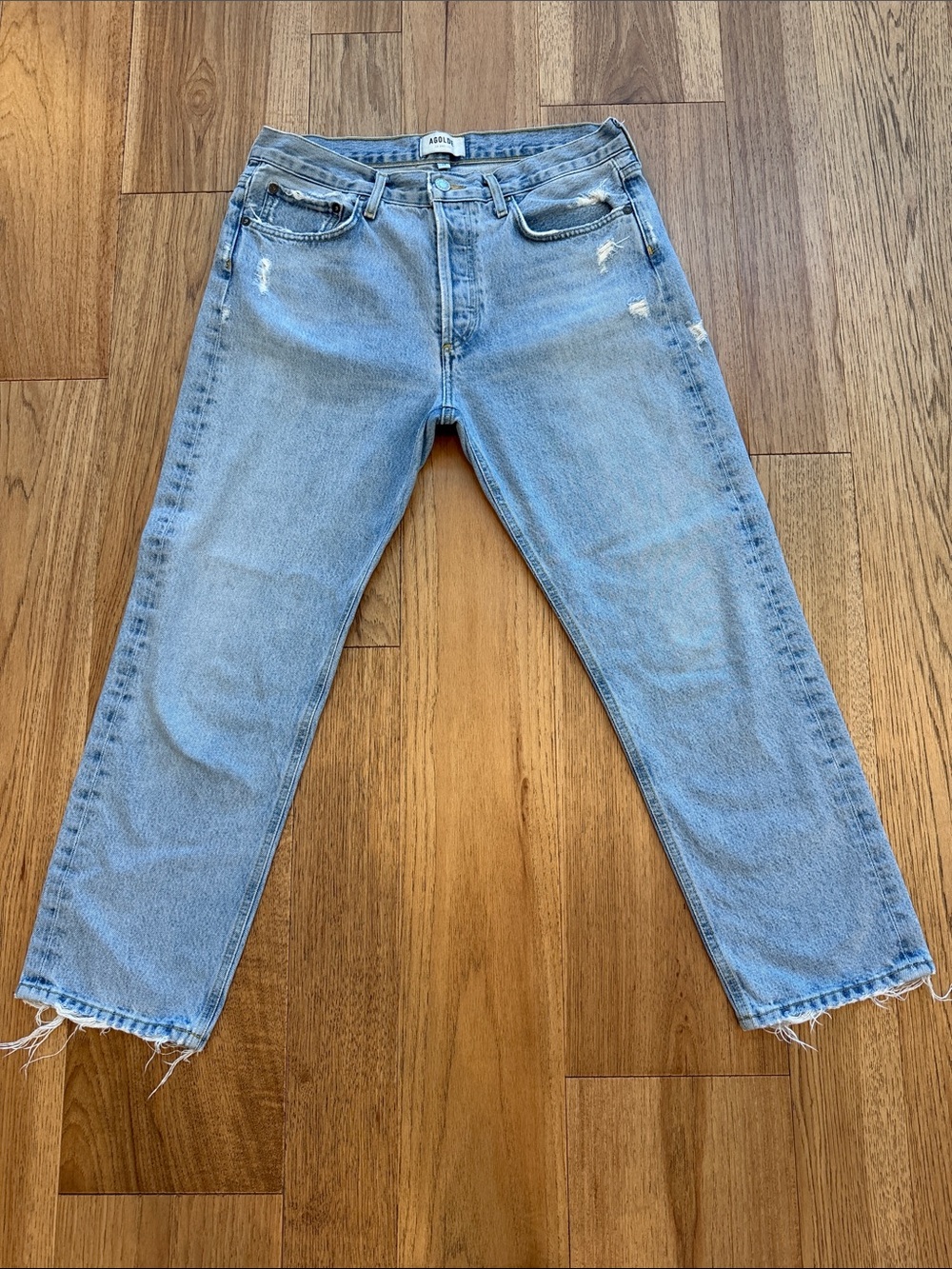 Agolde Light Wash Distressed Boyfriend Jeans